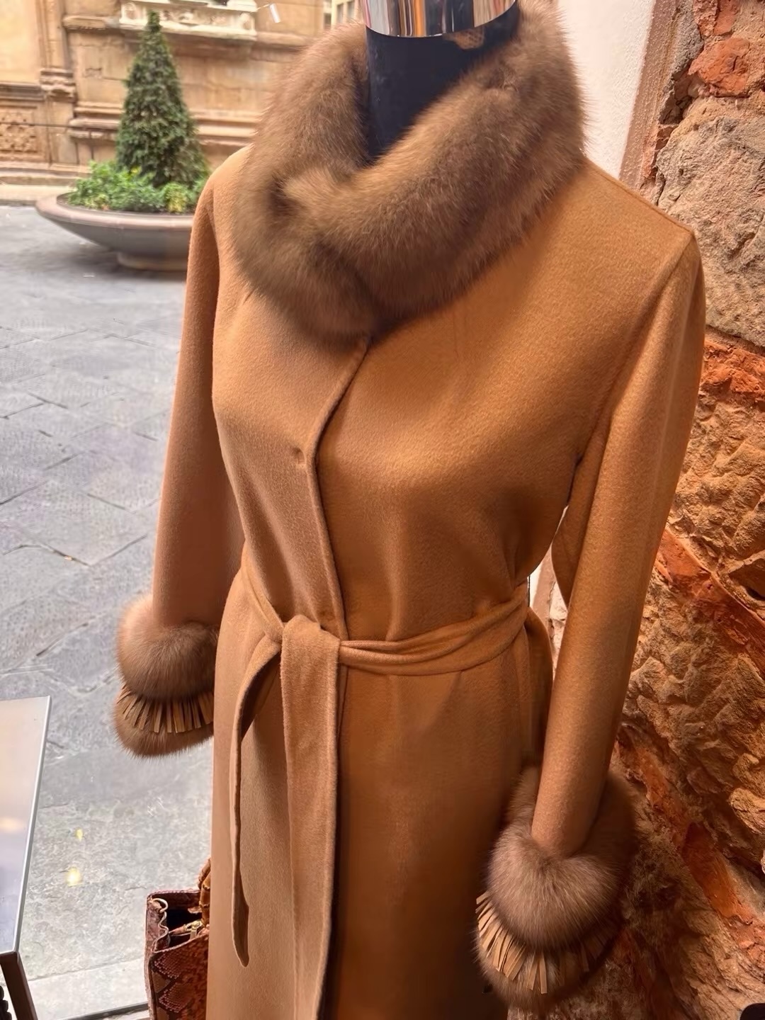 Camel belted coat